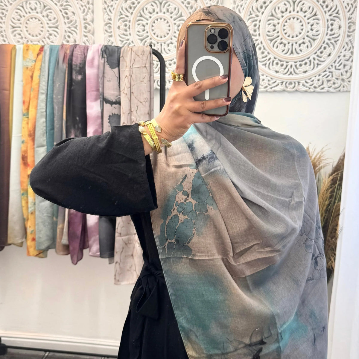 Water coloured Modal Printed Sea Ripple Hijab