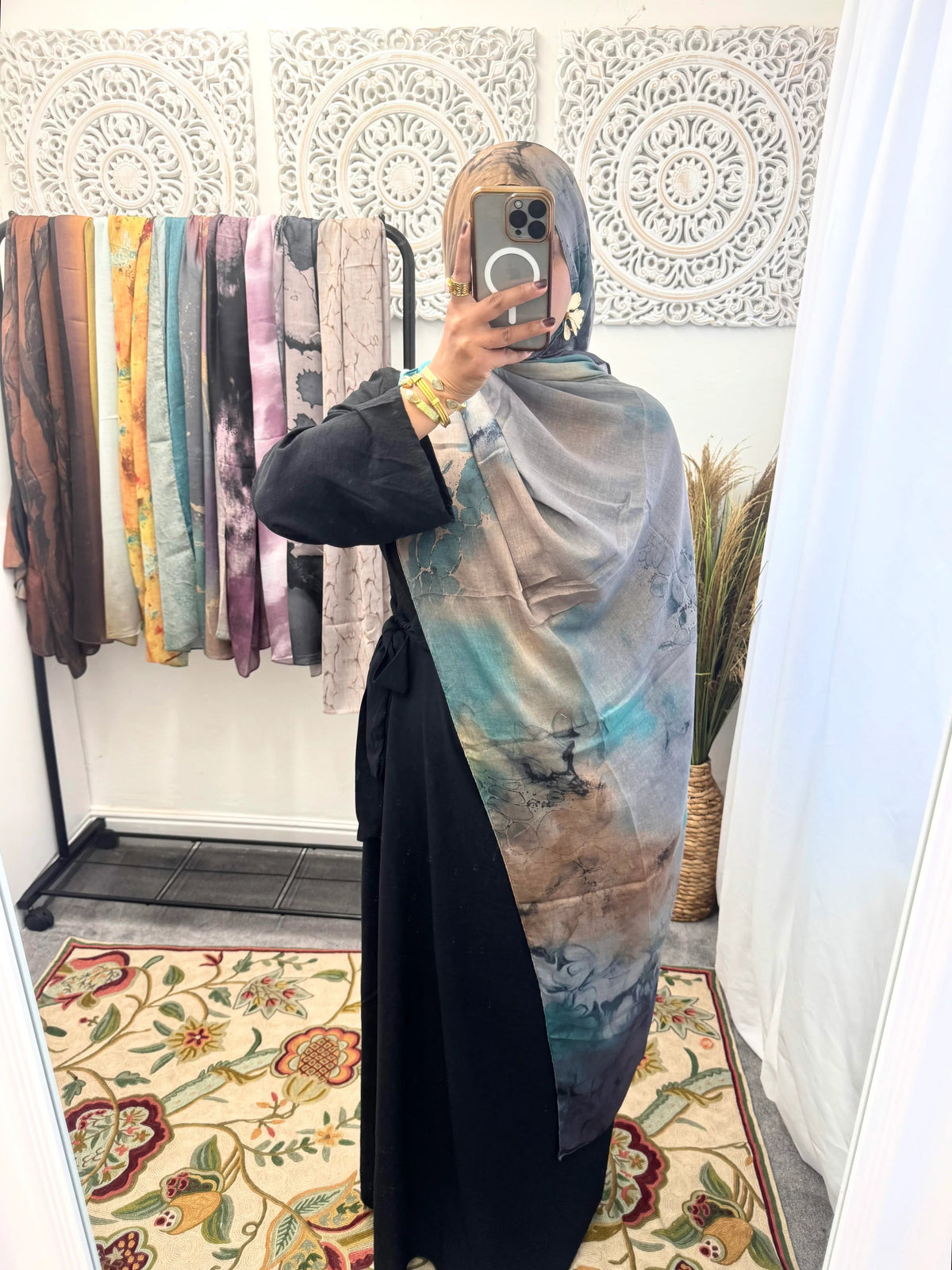 Water coloured Modal Printed Sea Ripple Hijab